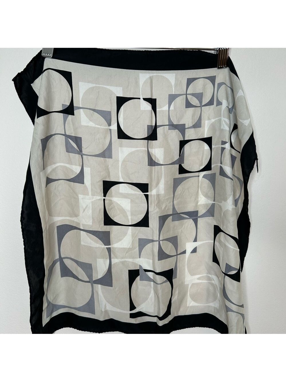 The Tie Rack Black White Print Silk Scarf Small Square Neckerchief